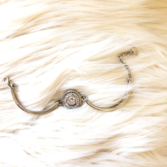 Silver Adjustable Cuff Crystal Center Bracelet - Picture 4 of 5